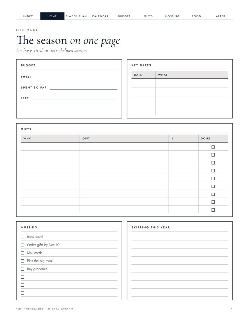 The season on one page